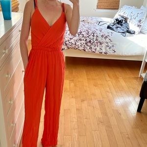 Lulu’s coral jumpsuit